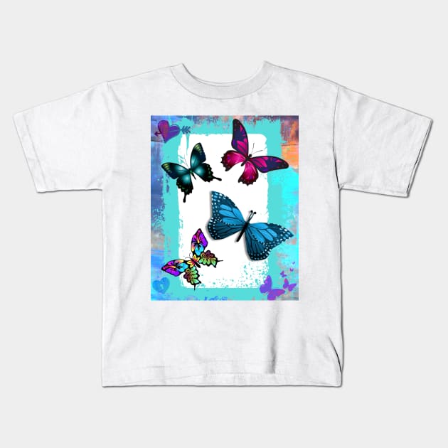 Multicolored Whimsical Butterflies Kids T-Shirt by Nisuris Art